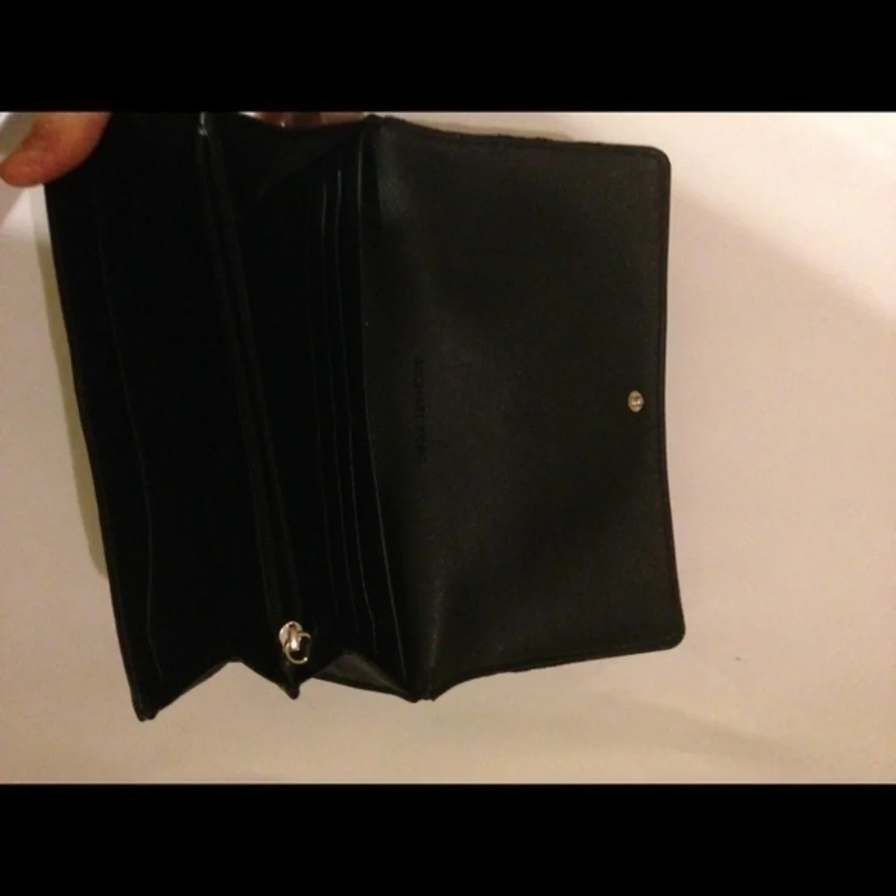 Michael Kors black leather checkbook wallet